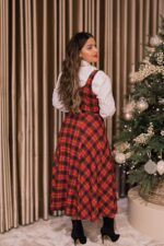 VESTIDO XADREZ VERMELHO COM CINTO RINASCIMENTO - Image 6