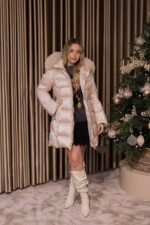 CASACO CHAMPANHE COM PELO NATURAL FLO&CLO