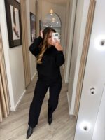 CONJUNTO PRETO DE CAMISOLA E CALÇA PONTO CHIIC