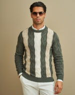 CAMISOLA TRICOT COM RISCAS E TRANÇA VERDE MILITAR ZOLF