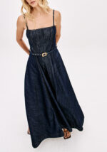 VESTIDO JEANS COM ALÇAS E CINTO LANÇA PERFUME