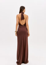 VESTIDO LONGO CASTANHO DRAPEADO LANÇA PERFUME - Image 7