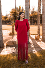 VESTIDO VERMELHO MIDI COM FRANJAS PONTO CHIC - Image 3