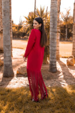 VESTIDO VERMELHO MIDI COM FRANJAS PONTO CHIC - Image 4