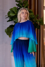 CALÇA PLISSADA DEGRADÉ AZUL E VERDE LANÇA PERFUME - Image 2