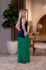 VESTIDO COMPRIDO AZUL MARINHO E VERDE LANÇA PERFUME - Image 5