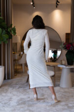 VESTIDO MIDI CRU TEXTURIZADO COM DECOTE EM V PONTO CHIC - Image 8