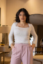 CAMISOLA CRU COM RENDA E DECOTE QUADRADO PONTO CHIC