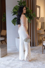 CALÇA BEGE DE ALFAIATARIA COM PAINÉIS EM RENDA PONTO CHIC - Image 2