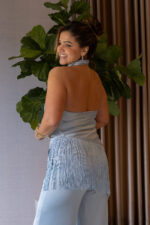 TOP AZUL COM DECOTE DRAPEADO E FRANJAS IMPERIAL - Image 4