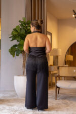 CALÇA PRETA DE CINTURA SUBIDA COM CORTE RETO IMPERIAL - Image 4