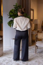 CALÇA PRETA DE CINTURA SUBIDA COM CORTE RETO IMPERIAL - Image 3