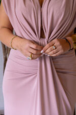 VESTIDO MIDI ROSA COM DRAPEADO FRONTAL IMPERIAL - Image 3