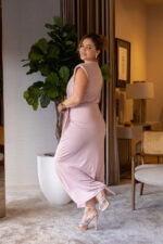 VESTIDO MIDI ROSA COM DRAPEADO FRONTAL IMPERIAL - Image 5