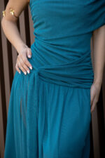 VESTIDO AZUL COM DETALHE ENCAIXADO NA CINTURA PONTO CHIC - Image 5