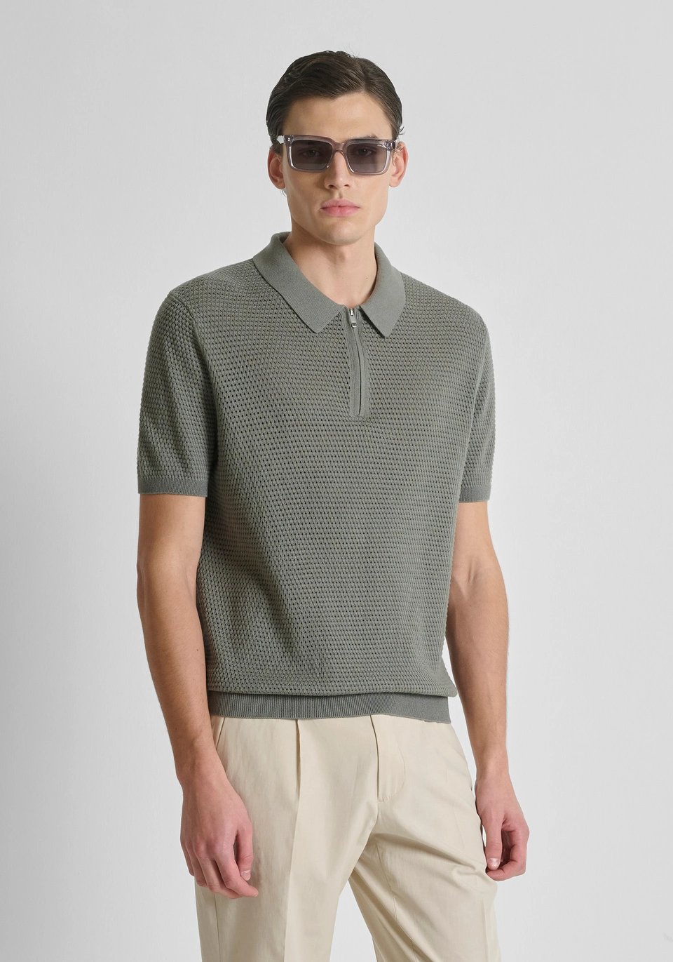 MMSW01590-YA200082-4095_02 POLO TRICOT VERDE MILITAR ANTONY MORATO - Image 1