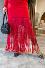 VESTIDO VERMELHO MIDI COM FRANJAS PONTO CHIC - Image 7