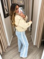 CALÇAS DE GANGA WIDE LEG COM RENDA LATERAL PONTO CHIC - Image 4