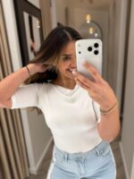 CAMISOLA COM DECOTE DRAPEADO BRANCA PONTO CHIC