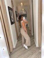 CALÇA FLUIDA DE CINTURA ALTA TAUPE PONTO CHIC - Image 4