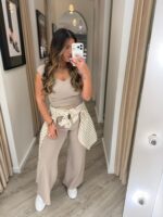 CALÇA FLUIDA DE CINTURA ALTA TAUPE PONTO CHIC - Image 3