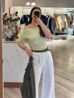 CAMISOLA COM DECOTE DRAPEADO VERDE AGUA PONTO CHIC - Image 2