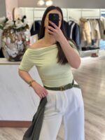 CAMISOLA COM DECOTE DRAPEADO VERDE AGUA PONTO CHIC