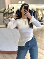 CAMISOLA BRANCA MANGA COMPRIDA PONTO CHIC