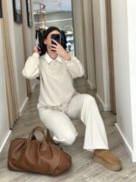 CALÇA FLUIDA COM CINTURA ELÁSTICA BEGE PONTO CHIC - Image 4