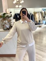 CALÇA FLUIDA COM CINTURA ELÁSTICA BEGE PONTO CHIC - Image 6