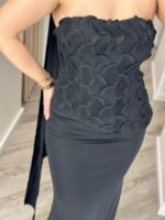 VESTIDO COMPRIDO PRETO COM TOP TEXTURIZADO PONTO CHIC - Image 2