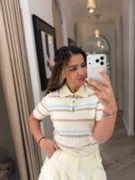 POLO DE MALHA RISCAS EM TONS SUAVES PONTO CHIC