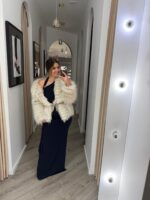 VESTIDO AZUL MARINHO COM PORMENOR DOURADO E FAIXA LATERAL PONTO CHIC - Image 3