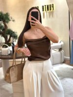 TOP CACAU ACETINADO DE ALÇAS IMPERIAL