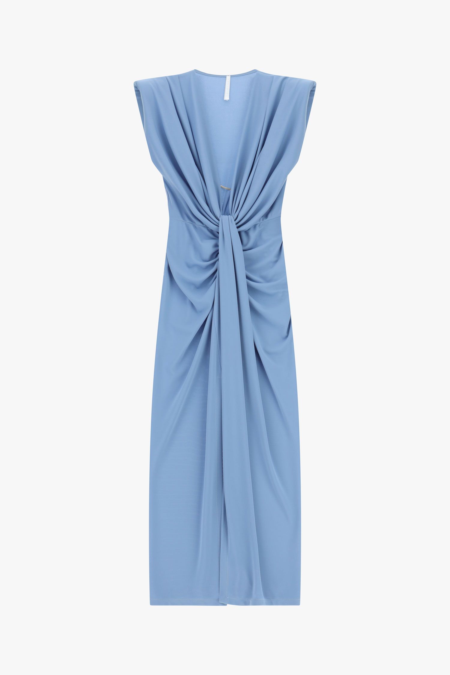 01549_AFYOLJQ_F_1 VESTIDO MIDI AZUL CELESTE DRAPEADO COM NÓ FRONTAL IMPERIAL - Image 1