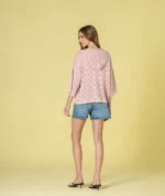 CAMISOLA ROSA COM CAPUZ EM MALHA RENDADA RUGA - Image 5