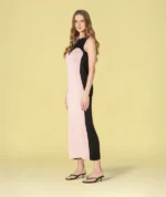 VESTIDO DE MALHA ROSA E PRETO COM RECORTE CORAÇÃO RUGA - Image 5