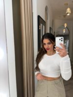 TOP CROPPED BRANCO MANGA COMPRIDA PONTO CHIC