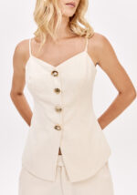 TOP BEGE COM BOTÕES DOURADOS LANÇA PERFUME - Image 2