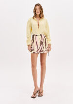 SAIA MINI ESTAMPADA ROSA E AMARELO LANÇA PERFUME