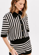 CARDIGAN MALHA ÀS RISCAS PRETO E BRANCO LANÇA PERFUME - Image 2