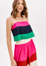 TOP CROPPED ROSA VERDE E AZUL LANÇA PERFUME