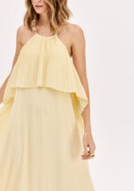 VESTIDO LONGO AMARELO PLISSADO COM APLICAÇÃO NAS ALÇAS LANÇA PERFUME - Image 3