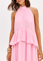 VESTIDO LONGO ROSA COM FOLHO LANÇA PERFUME - Image 4