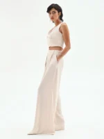 CALÇA BEGE FLUIDA COM PREGAS NA CINTURA RINASCIMENTO - Image 6