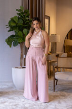 TOP ACETINADO COM DECOTE DRAPEADO ROSA IMPERIAL - Image 2