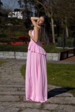 VESTIDO LONGO ROSA COM FOLHO LANÇA PERFUME - Image 2