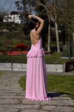 VESTIDO LONGO ROSA COM FOLHO LANÇA PERFUME - Image 3