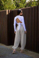 CALÇA BEGE FLUIDA COM ELÁSTICO IMPERIAL - Image 4