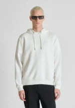 SWEATSHIRT BRANCA COM CAPUZ E LOGOTIPO EM RELEVO ANTONY MORATO